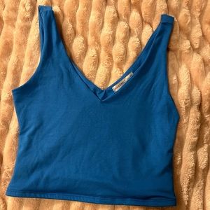 soft blue V neck tank top